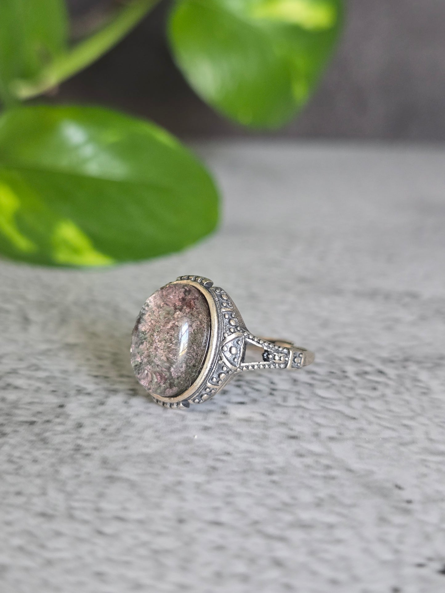 Lodolite "Garden Quartz" .925 Silver Adjustable Ring