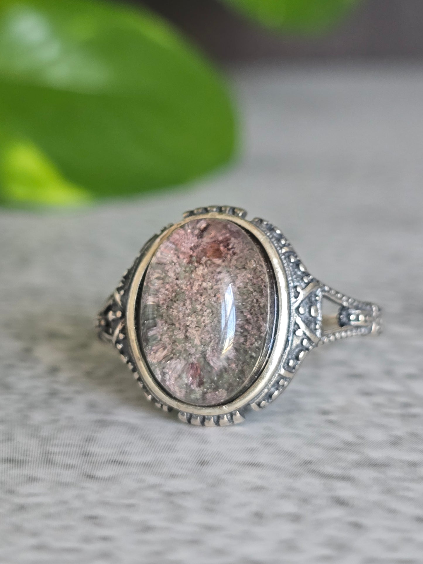 Lodolite "Garden Quartz" .925 Silver Adjustable Ring